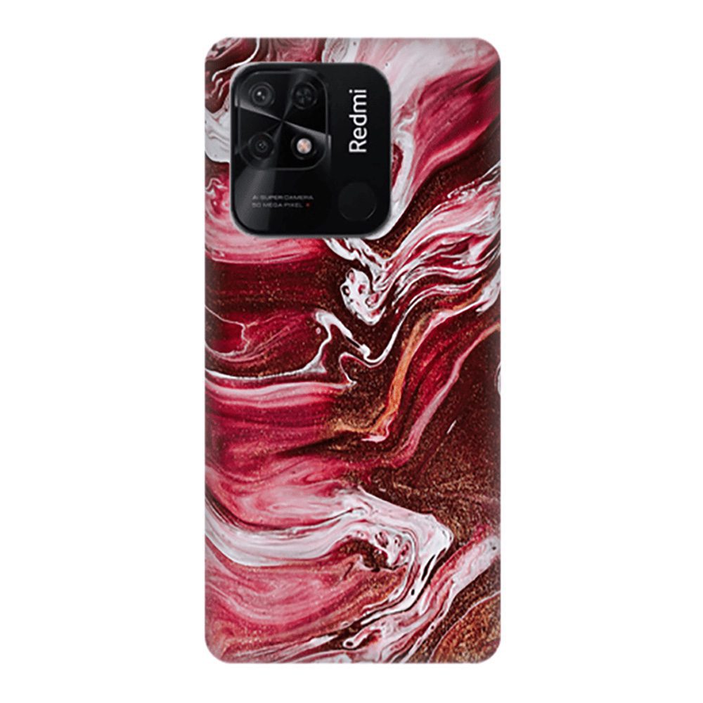 Glossy Marble Custom Silicone Case Xiaomi Redmi C Red